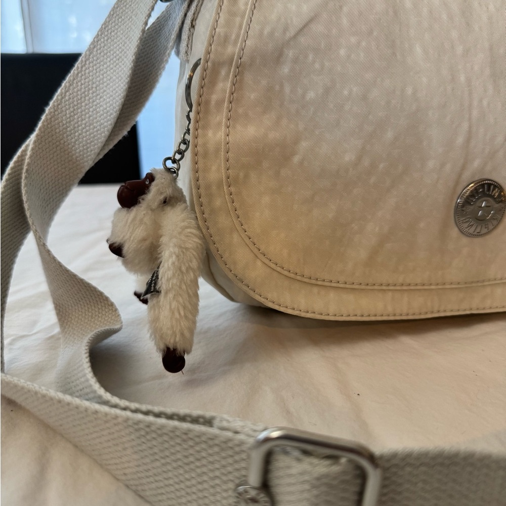 Kipling Light Gray/ Off-white Crossbody Bag with Charm - Picture 2 of 14